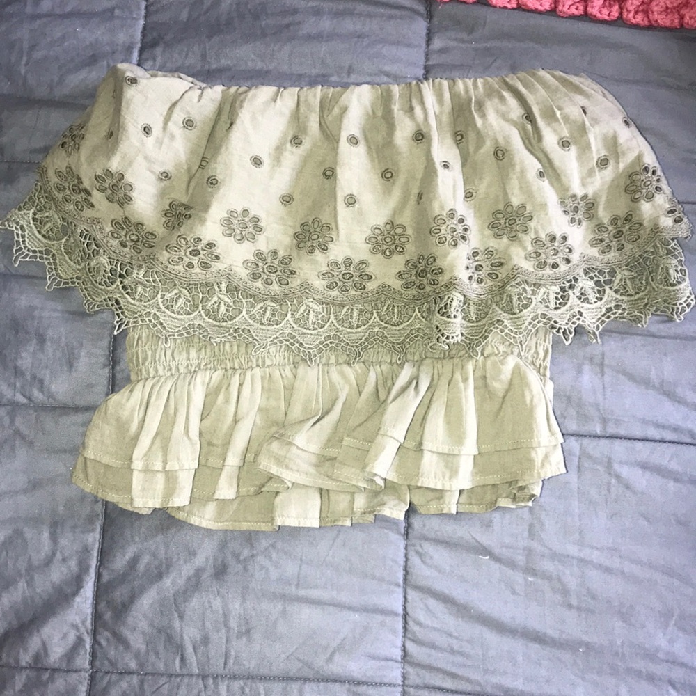 strapless cropped with ruffles